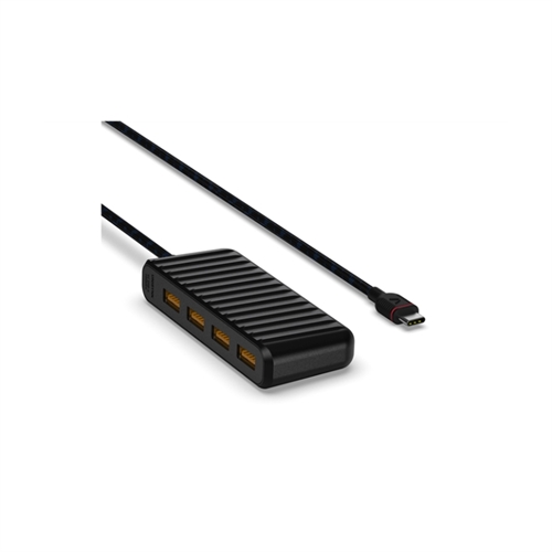 Unisynk USB-C til 4x USB-A Mini Hub 10Gbps Sort